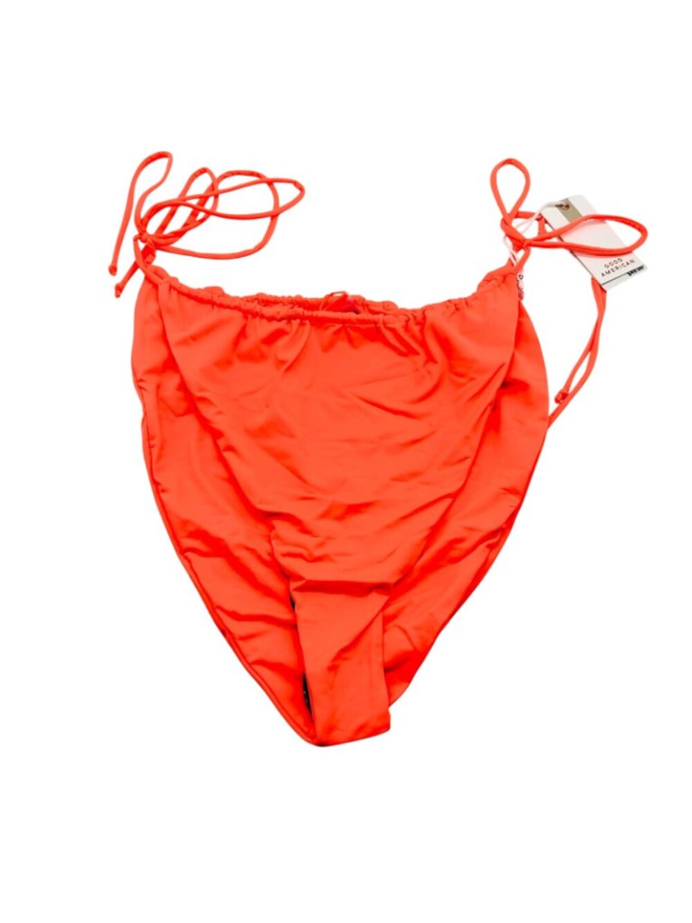 Good American Tiny Ties String Bikini Bottom Hot Coral Orange 3 US L - Picture 3 of 5